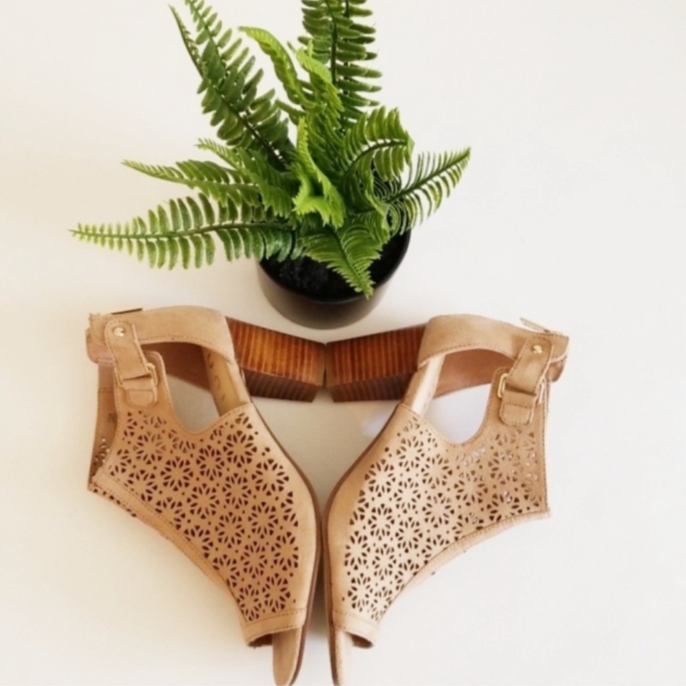 Unisa Laser Cut Peep Toe Ankle Booties